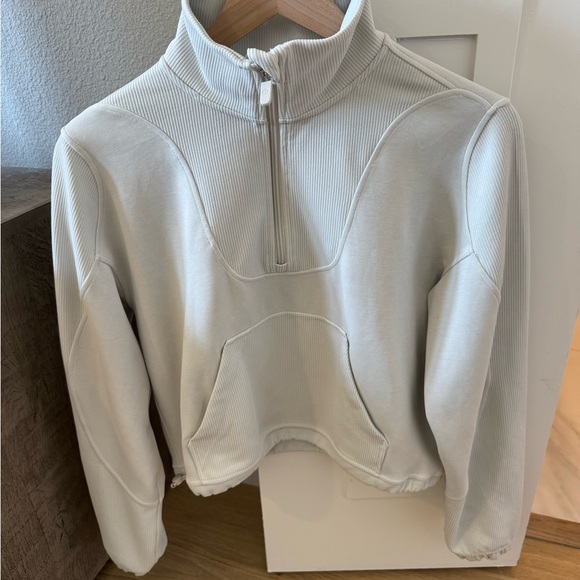 Lululemon Brushed Softstreme Ribbed Half Zip 6 Women White Opal - Picture 1 of 7